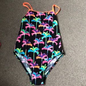 Black palm tree swimsuit